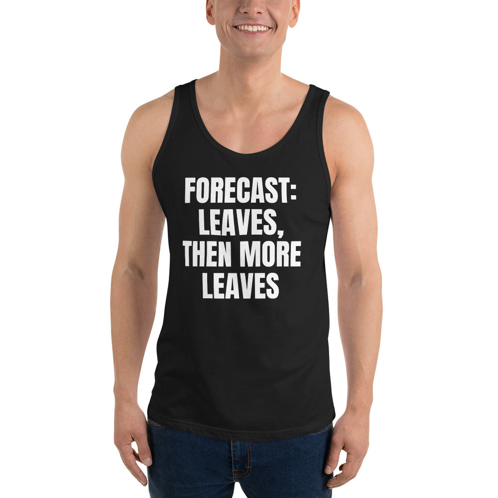 FORECAST: LEAVES, THEN MORE LEAVES tank top, black