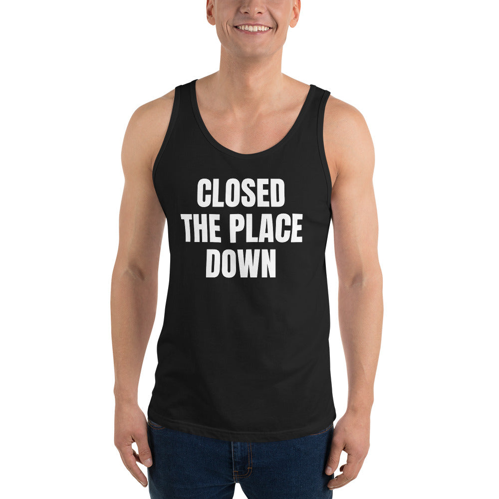CLOSED THE PLACE DOWN tank top, black