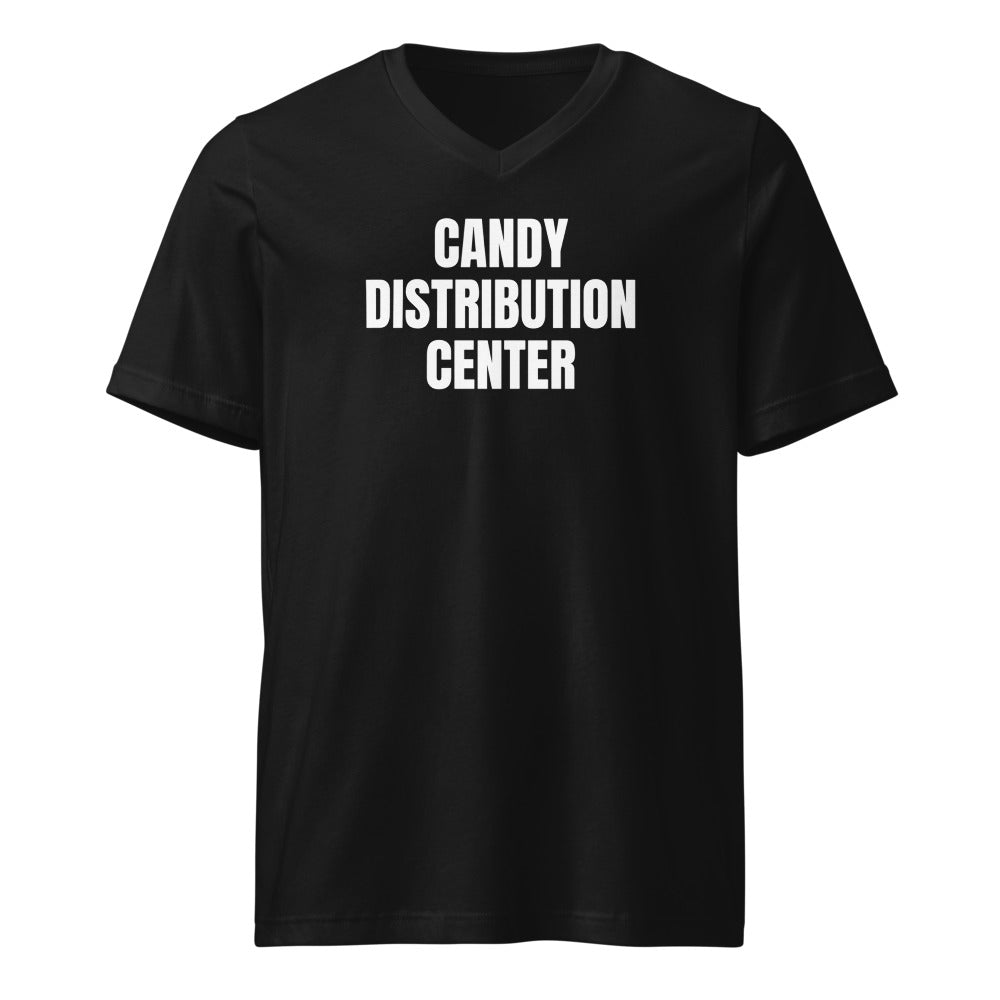 CANDY DISTRIBUTION CENTER v-neck tee, black