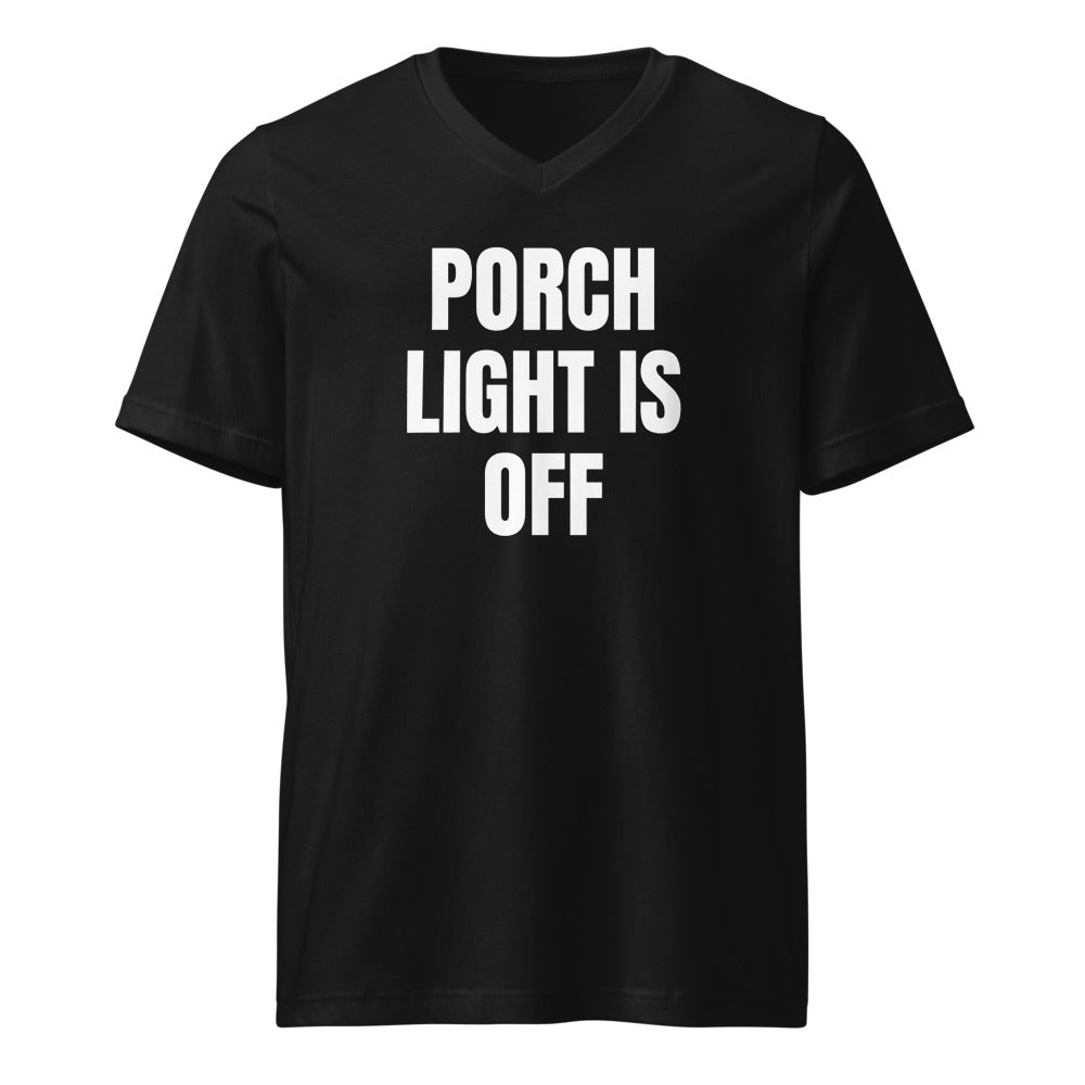 PORCH LIGHT IS OFF v-neck tee, black