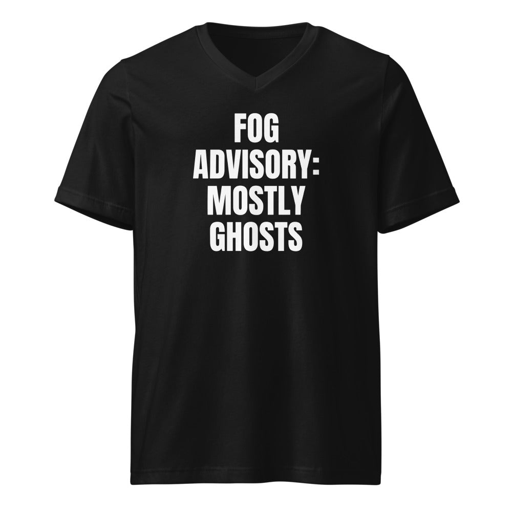 FOG ADVISORY: MOSTLY GHOSTS v-neck tee, black