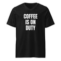 COFFEE IS ON DUTY v-neck tee, black