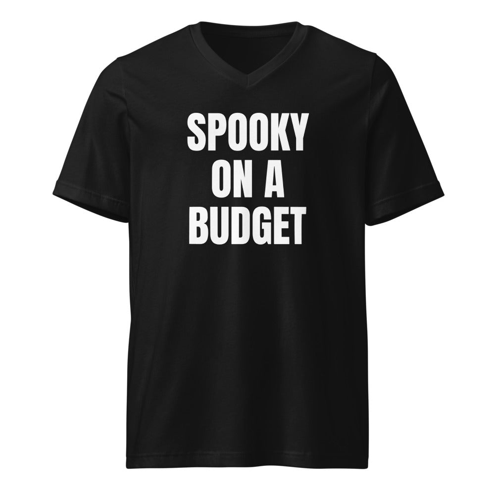SPOOKY ON A BUDGET v-neck tee, black
