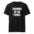 SHOWING UP ON FUMES v-neck tee, black