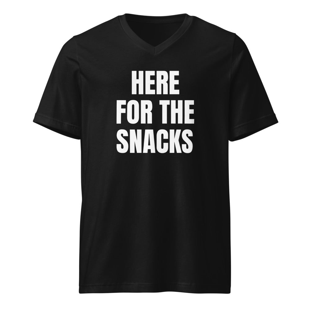 HERE FOR THE SNACKS v-neck tee, black