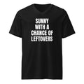 SUNNY WITH A CHANCE OF LEFTOVERS v-neck tee, black