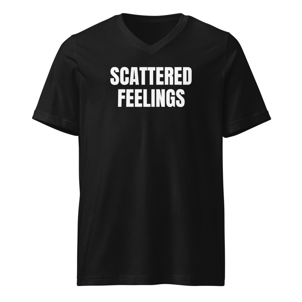 SCATTERED FEELINGS v-neck tee, black