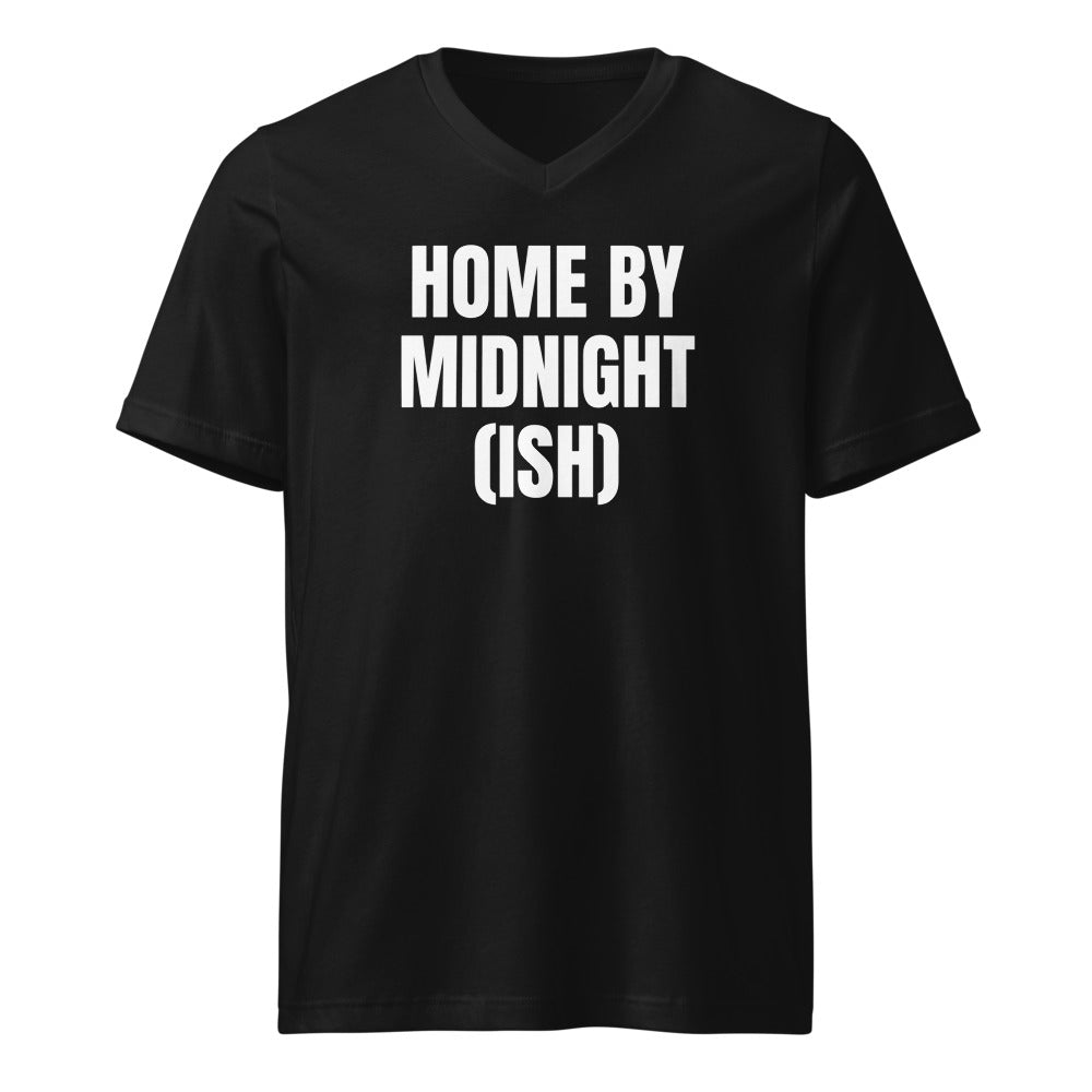 HOME BY MIDNIGHT (ISH) v-neck tee, black