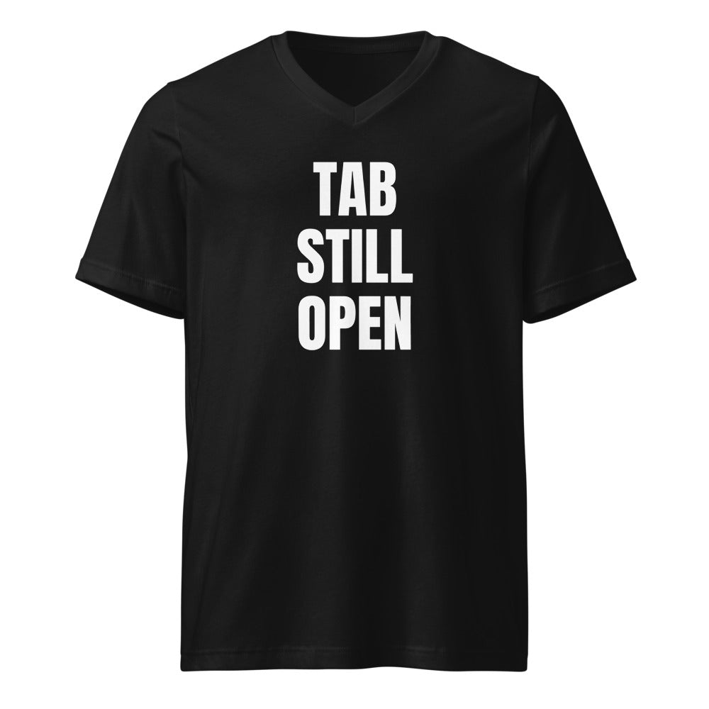 TAB STILL OPEN v-neck tee, black
