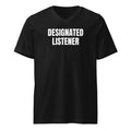 DESIGNATED LISTENER v-neck tee, black
