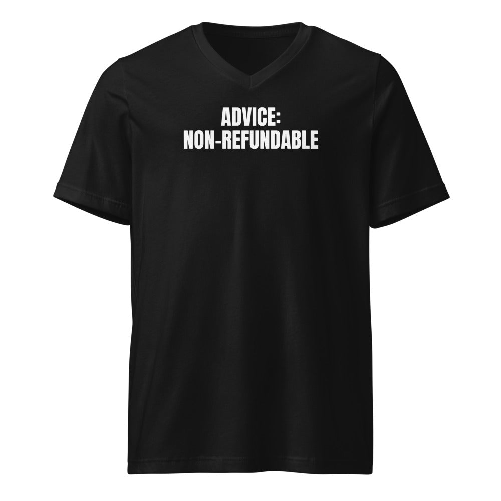 ADVICE: NON-REFUNDABLE v-neck tee, black