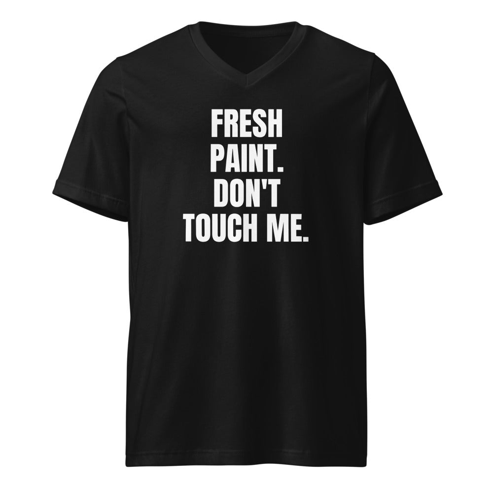 FRESH PAINT. DON'T TOUCH ME. v-neck tee, black