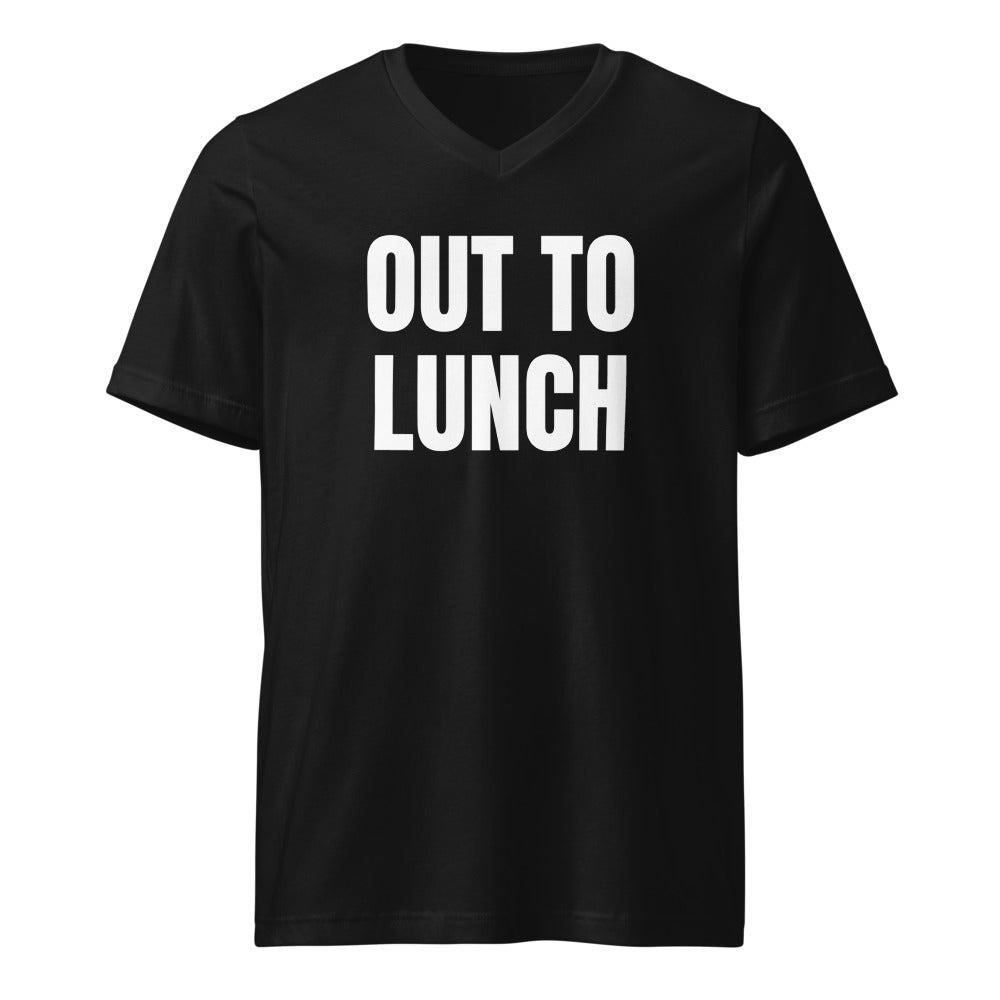OUT TO LUNCH v-neck tee, black