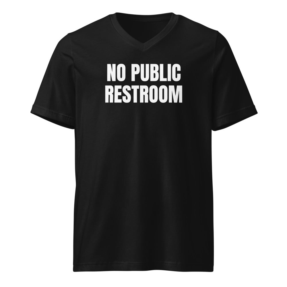 NO PUBLIC RESTROOM v-neck tee, black