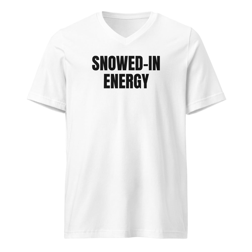 SNOWED-IN ENERGY v-neck tee, white