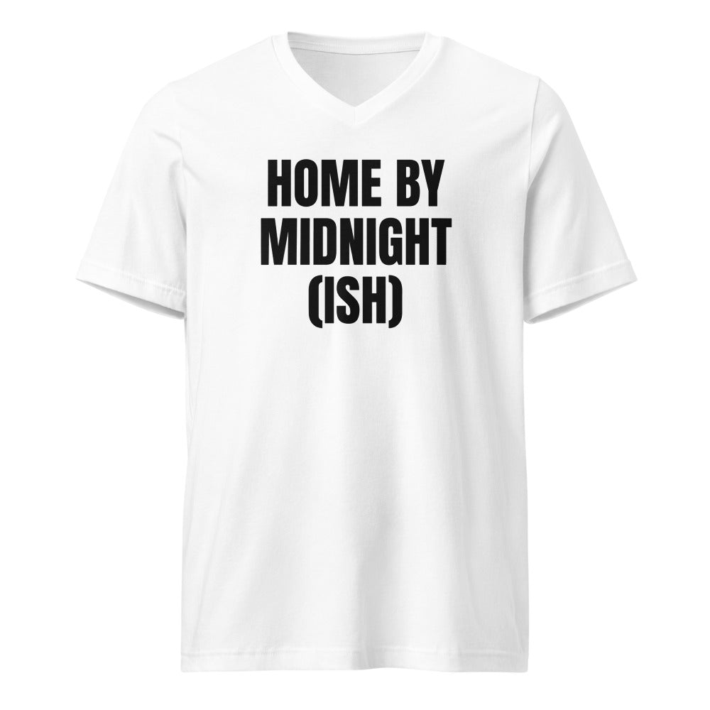 HOME BY MIDNIGHT (ISH) v-neck tee, white