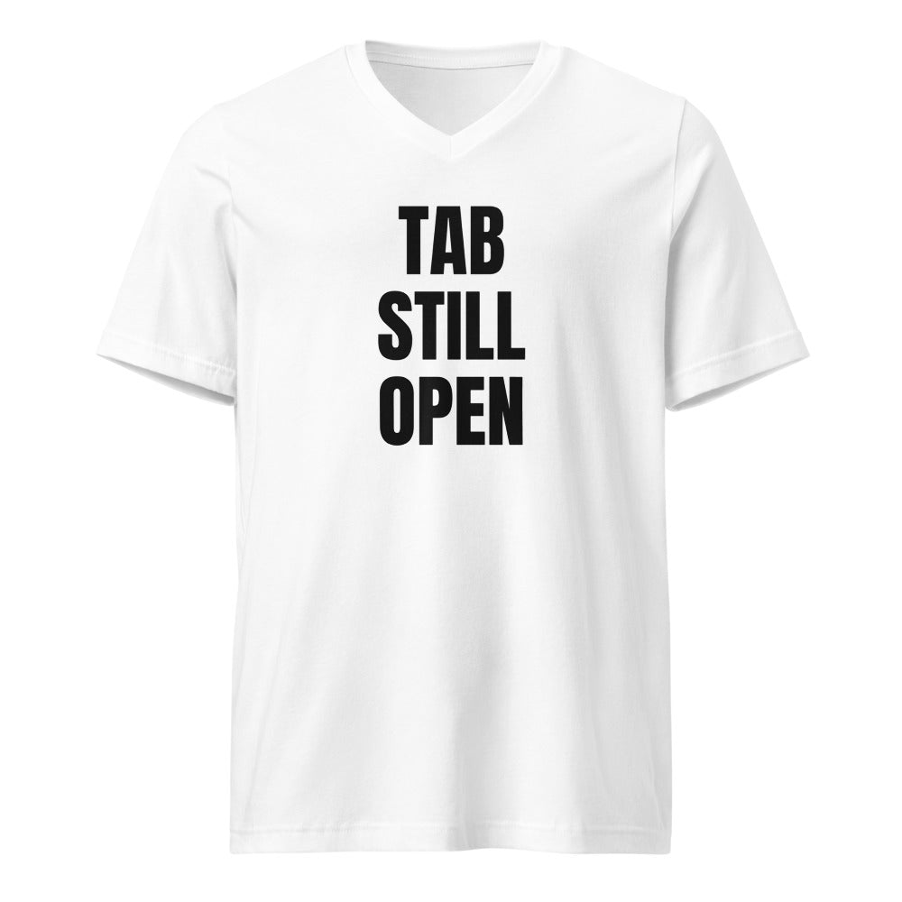 TAB STILL OPEN v-neck tee, white