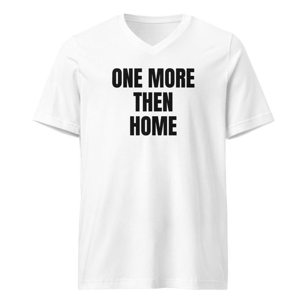 ONE MORE THEN HOME v-neck tee, white