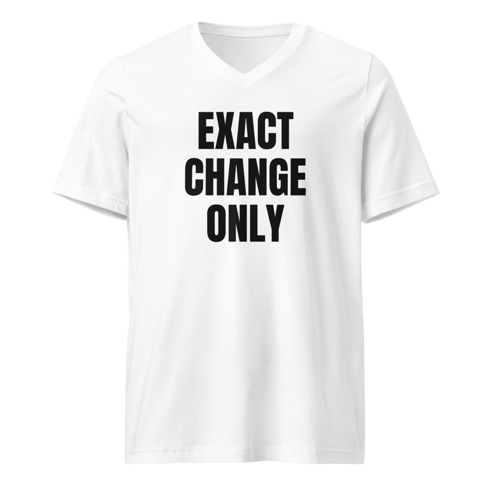 EXACT CHANGE ONLY v-neck tee, white
