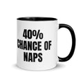 40% CHANCE OF NAPS two-tone mug, black