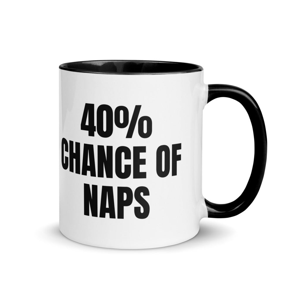 40% CHANCE OF NAPS two-tone mug, black
