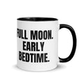 FULL MOON. EARLY BEDTIME. two-tone mug, black