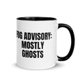 FOG ADVISORY: MOSTLY GHOSTS two-tone mug, black