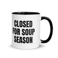 CLOSED FOR SOUP SEASON two-tone mug, black