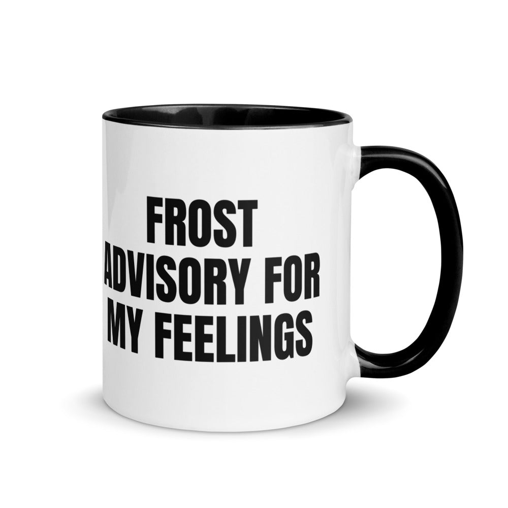 FROST ADVISORY FOR MY FEELINGS two-tone mug, black