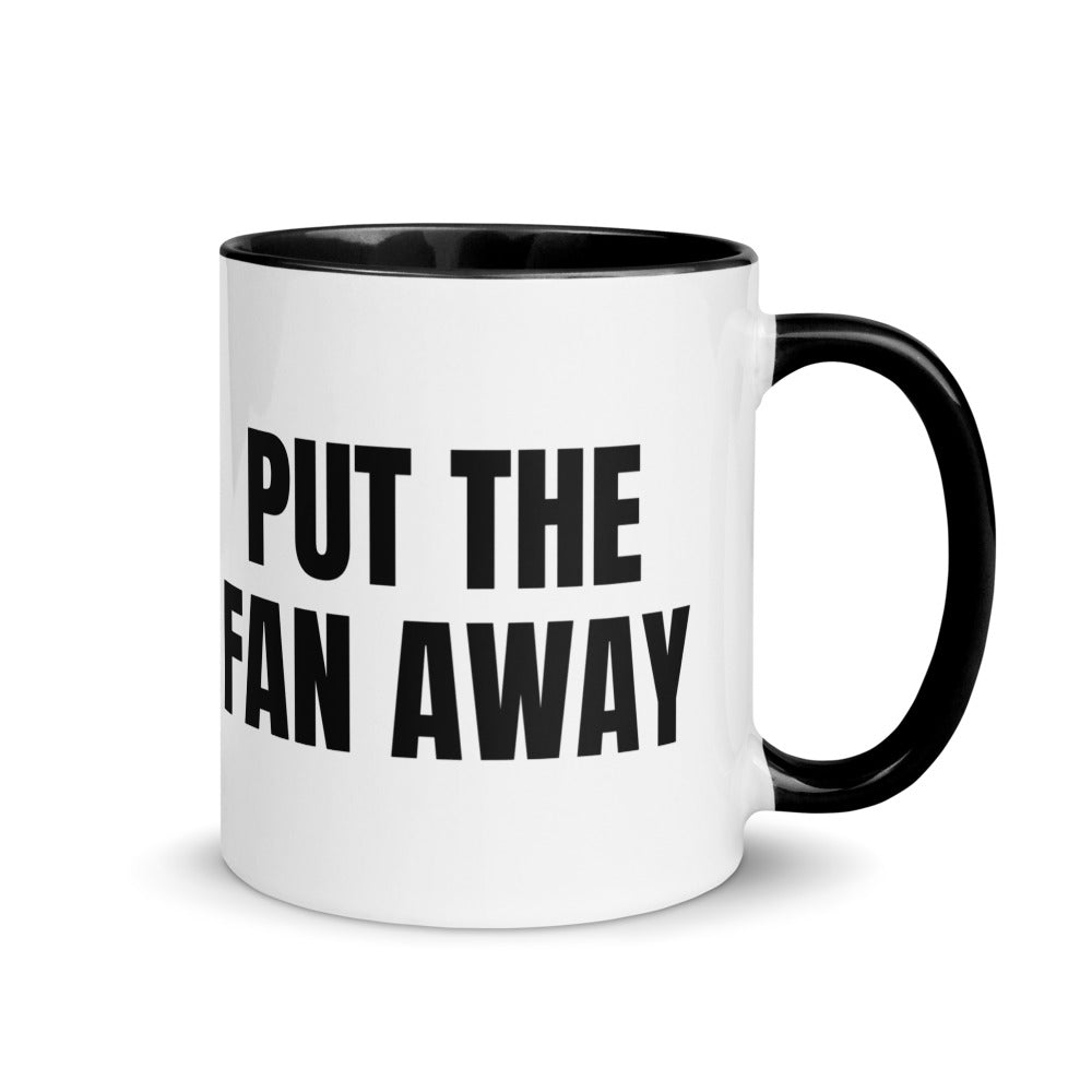 PUT THE FAN AWAY two-tone mug, black