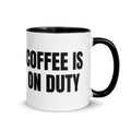 COFFEE IS ON DUTY two-tone mug, black