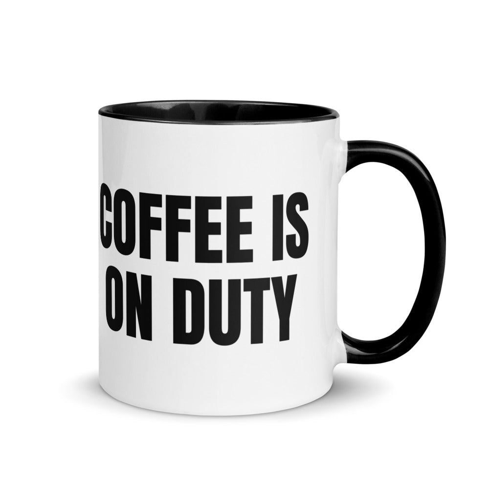 COFFEE IS ON DUTY two-tone mug, black