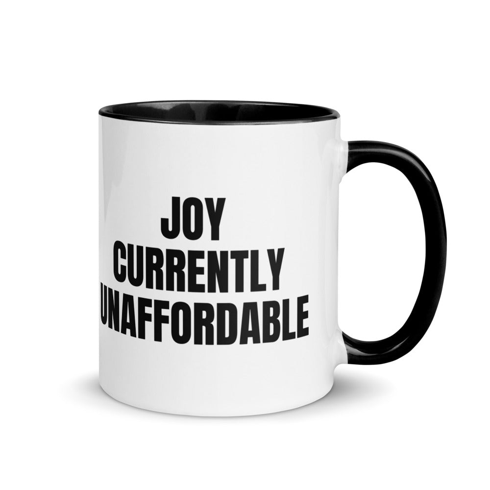 JOY CURRENTLY UNAFFORDABLE two-tone mug, black