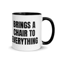BRINGS A CHAIR TO EVERYTHING two-tone mug, black