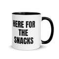 HERE FOR THE SNACKS two-tone mug, black