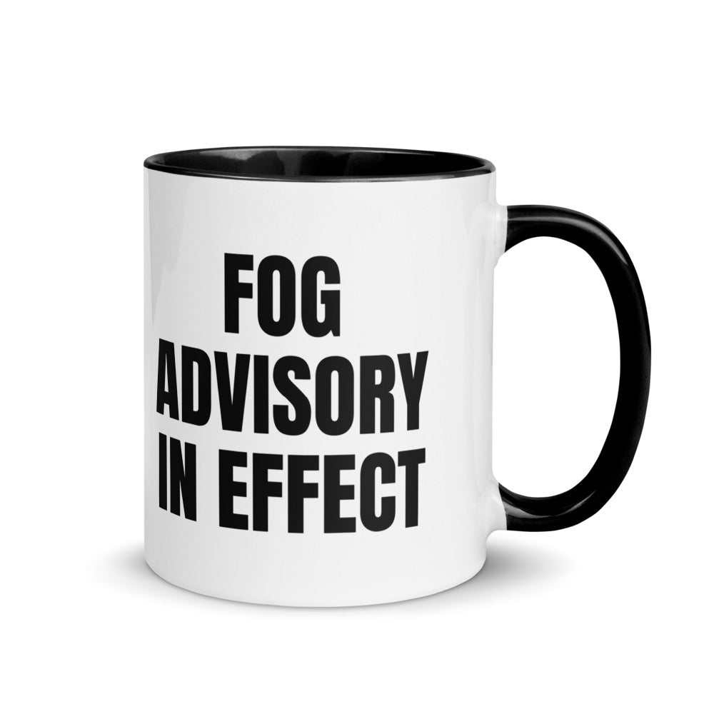 FOG ADVISORY IN EFFECT two-tone mug, black
