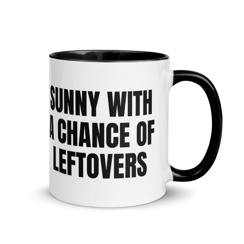 SUNNY WITH A CHANCE OF LEFTOVERS two-tone mug, black