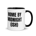 HOME BY MIDNIGHT (ISH) two-tone mug, black