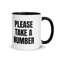 PLEASE TAKE A NUMBER two-tone mug, black