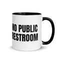NO PUBLIC RESTROOM two-tone mug, black