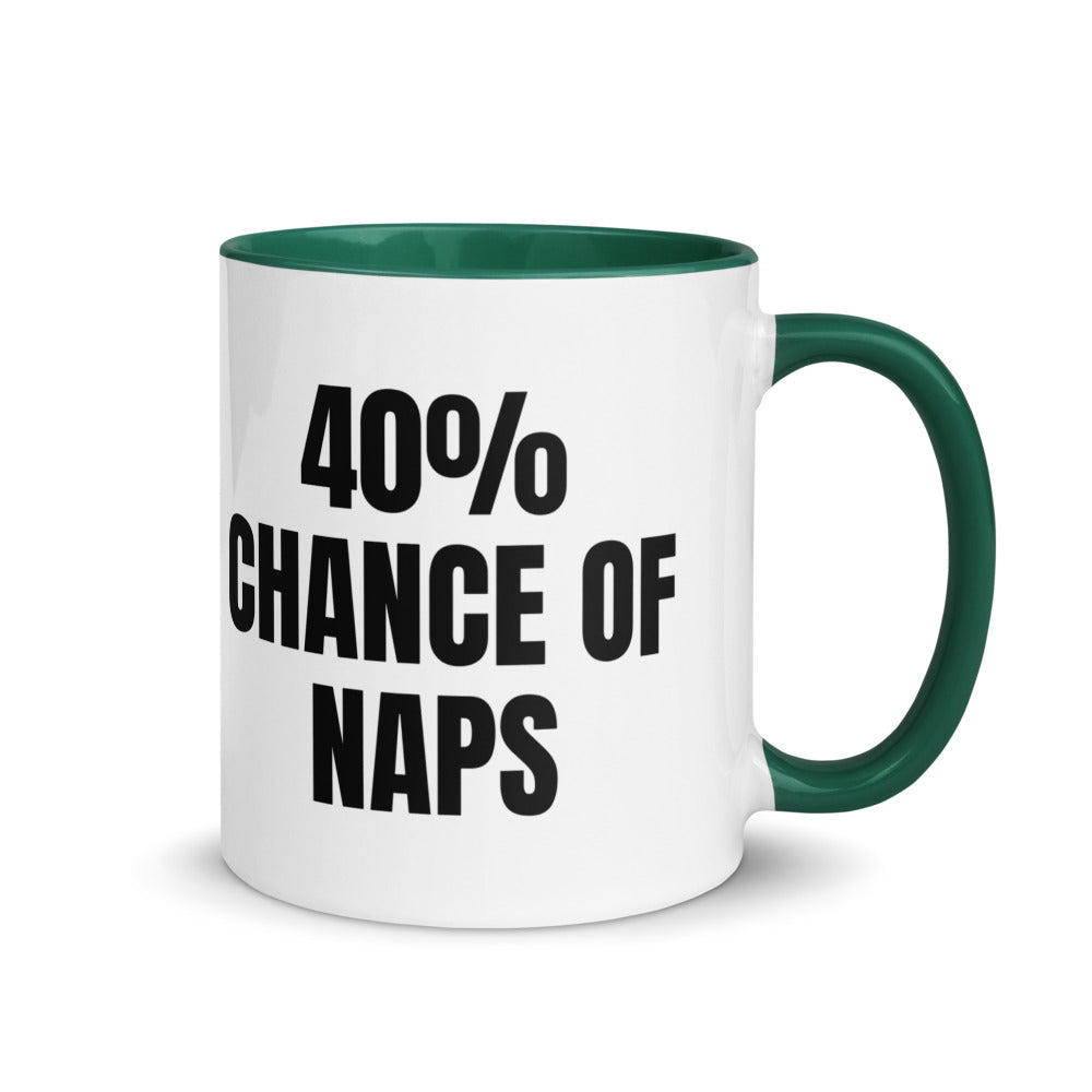 40% CHANCE OF NAPS two-tone mug, dark green