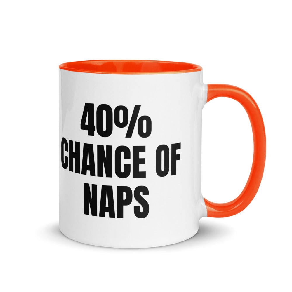 40% CHANCE OF NAPS two-tone mug, orange