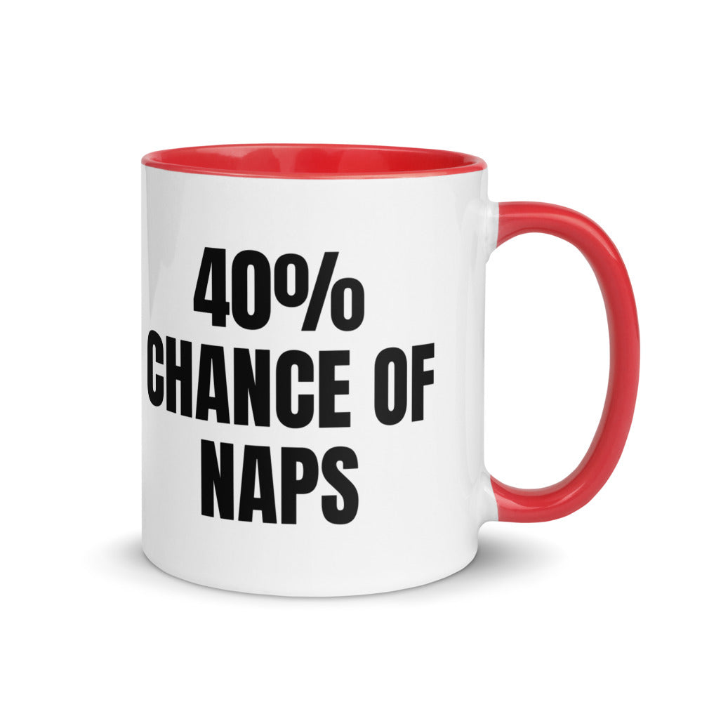 40% CHANCE OF NAPS two-tone mug, red