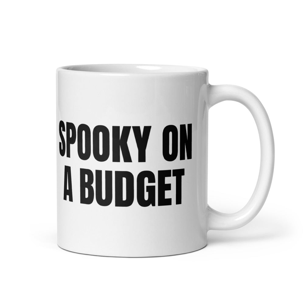 SPOOKY ON A BUDGET mug, white