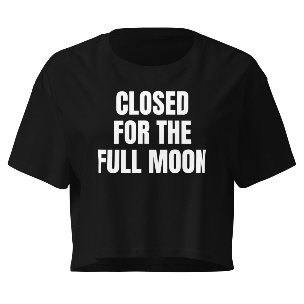 CLOSED FOR THE FULL MOON crop top, black