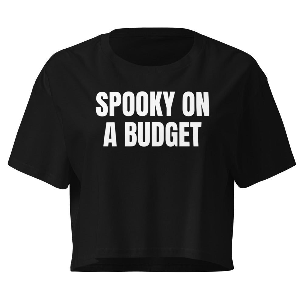 SPOOKY ON A BUDGET crop top, black