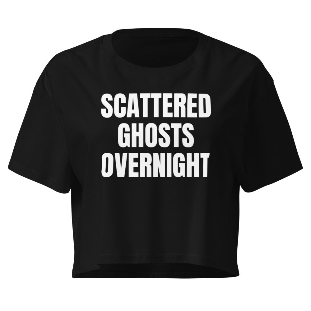 SCATTERED GHOSTS OVERNIGHT crop top, black