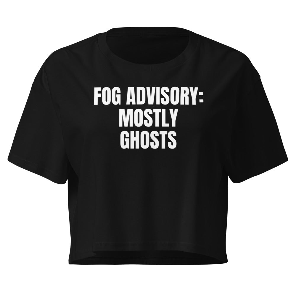 FOG ADVISORY: MOSTLY GHOSTS crop top, black
