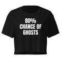 80% CHANCE OF GHOSTS crop top, black