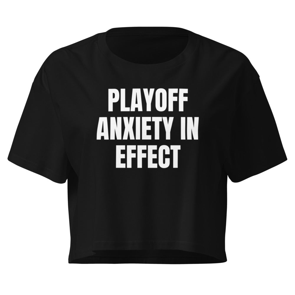 PLAYOFF ANXIETY IN EFFECT crop top, black